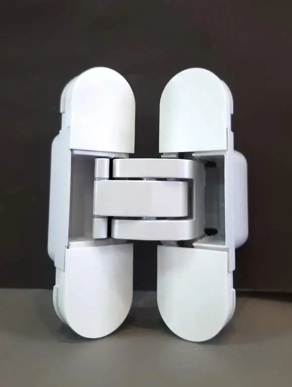 (1 корбка=2 петли) Петля скрытая ELEMENTIS, универсальная, 3D, 110x30 мм, 40 кг,цамак, белый матовый RAL 9016