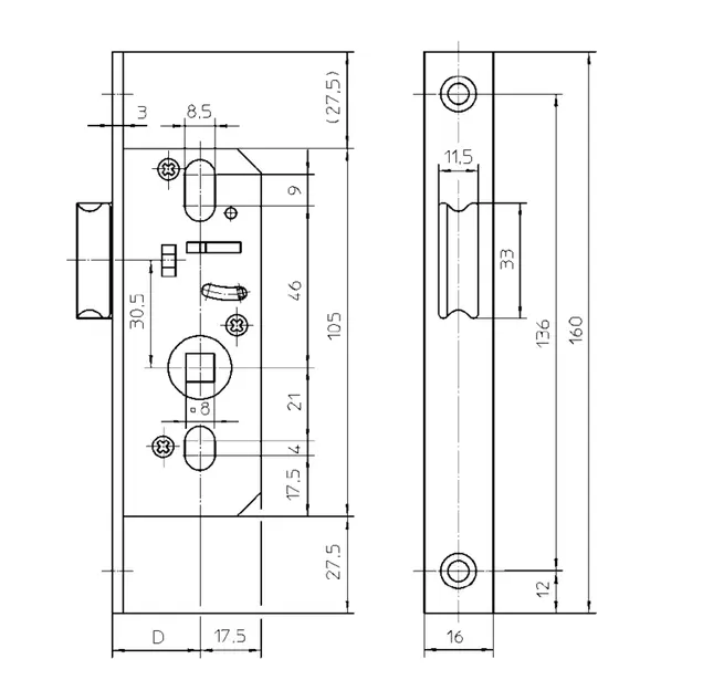 3441478 Защелка дверная KFV 68\F16\40\8