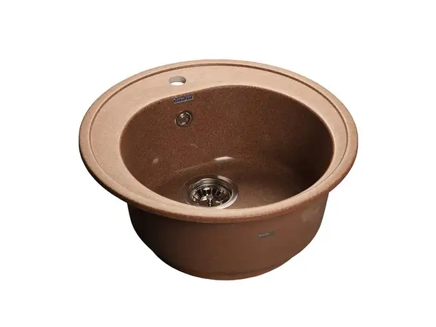 Мойка врезная Rondo GF-R 51см, глубина 19см, цвет терракот, мрамор (+сифон)
