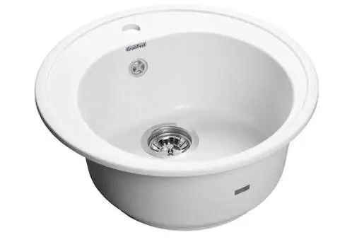 Мойка врезная Rondo GF-R 51см, глубина 19см, цвет  иней, мрамор (+сифон)