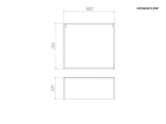 Корпус навесной 800*340 высотой 720 под 2 складных фасада с сушкой (Free Fold), ЯШС 3127