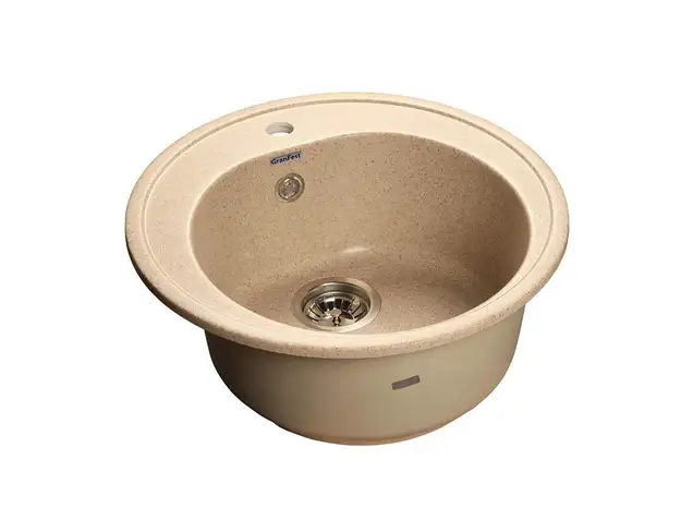 Мойка врезная Rondo GF-R 51см, глубина 19см, цвет песочный, мрамор (+сифон)