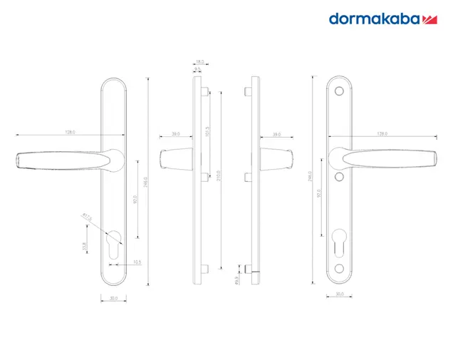 Гарнитур нажимной Dorma BREMEN, 92/8/30мм, на толщину двери 38–80 мм, белый RAL 9016