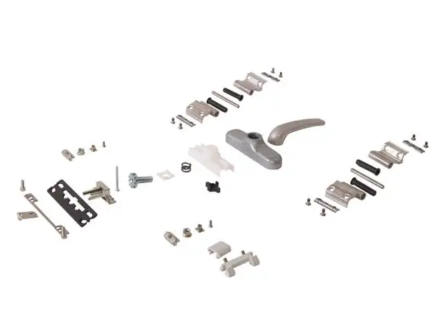 Комплект поворотный, NEWTEC, неокрашенный (ручка,петли,запорные части), 01181005K