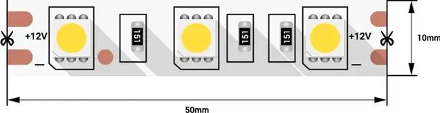 Лента светодиодная 5050/60, 12V, 5м, холодный белый 6000К, IP20, 14.4W/м