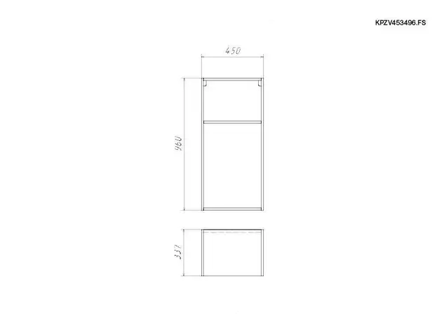 Корпус навесной высокий 450*340 высотой 960 под фасад с сушкой, ЯШТ 3128