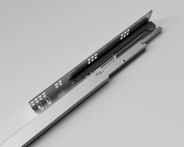 Комплект направляющих Soft-Close скрытого монтажа DTC D-Motion, L=400мм, полного выдвижения с доводчиком, для ЛДСП 16 мм, с 3D регулировкой (2 направляющие + 2 фиксатора)