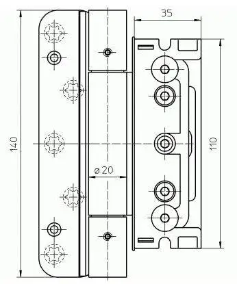 Комплект петель для дверей 3 шт. до 160 кг, нерж. сталь протертая c противовзломным штифтом