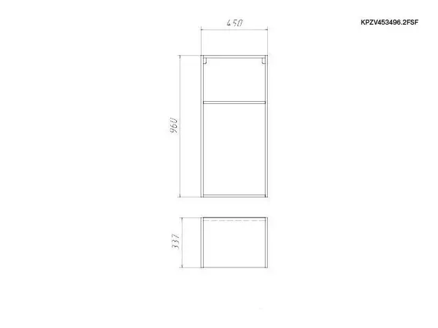 Корпус навесной высокий 450*340 высотой 960 под 2 складных фасада с сушкой (Free Fold), серый 9201