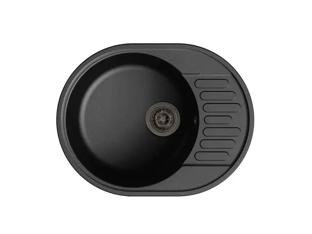 Мойка врезная с крылом GF-QUARZ (Z58) 62х48см, цвет черный, кварц