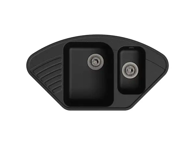 Мойка врезная угловая GF-QUARZ (Z14) 93х50см, цвет черный, кварц