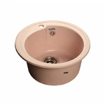 Мойка врезная Rondo GF-R 45см, глубина 19см, цвет светло-розовый, мрамор (+сифон)