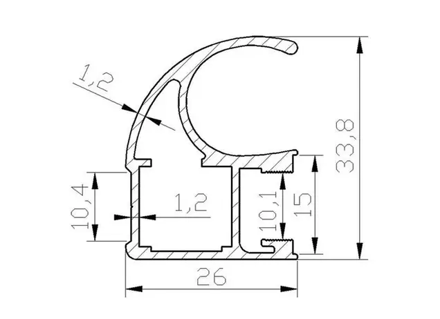 Профиль-ручка асимметричная облегченная, FIRMAX, алюминий, L=4800 мм, темная бронза.