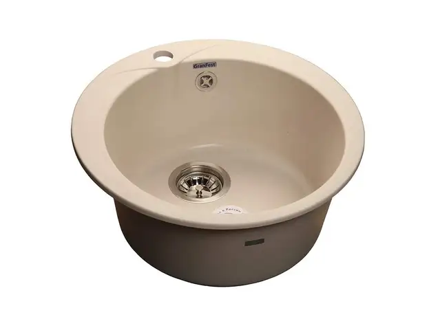 Мойка врезная Rondo GF-R 48см, глубина 19.4см, цвет бежевый, мрамор (+сифон)
